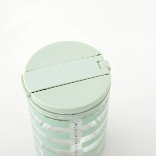 330ml 360度不側漏吸管水壺 - 綠條紋